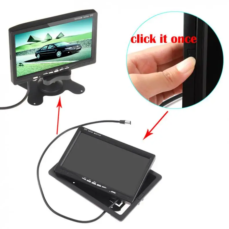 7 Inch TFT LCD Headrest Car Rear View Monitor+ 135 Degrees Night Vision License Plate Camera+ Wireless Transmitter Receiver