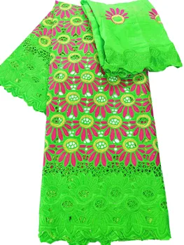 

5+2 Yards Latest Green Cotton Lace Swiss Voile Lace in Switzerland Nigerian Lace Fabric African cotton fabric for Wedding Dress
