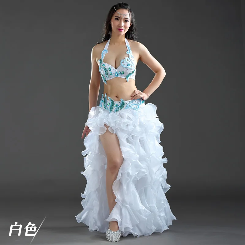 White 2 шт./компл. костюмы для танца живота Восточные Танцевальные Костюмы для танца живота карнавальные танцевальные костюмы#873 - Цвет: White
