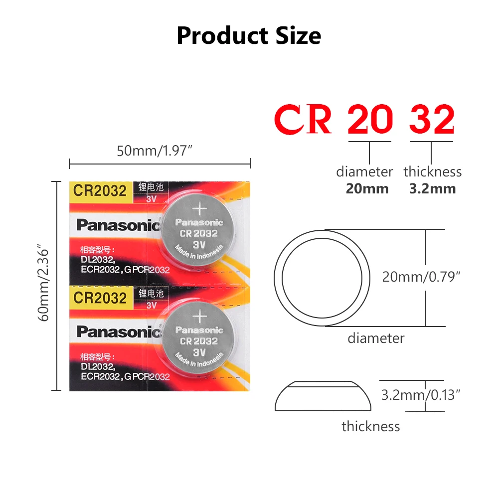 PANASONIC 2 шт. CR2032 CR 2032 литиевый литий-ионный аккумулятор для часов 5 лет срок годности для часы с калькулятором часы с дистанционным управлением игрушки