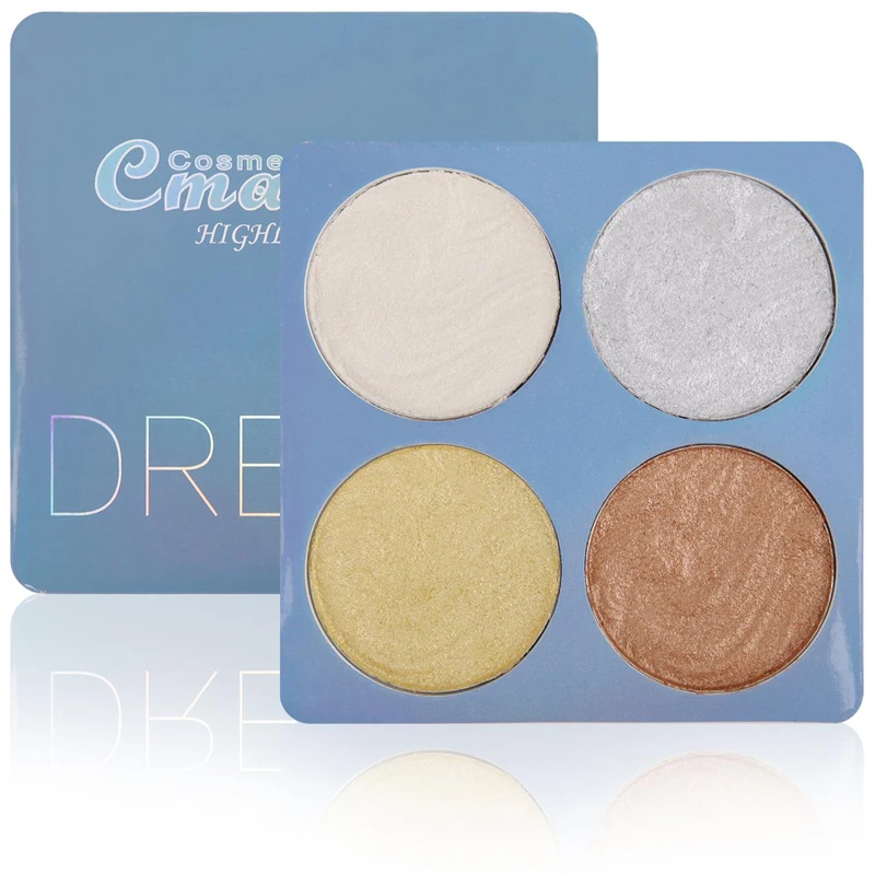 01 4-color professional contour makeup powder highlighter eyeshadow fluorescent shiny highlighter palette cosmetics face makeup - Цвет: 01