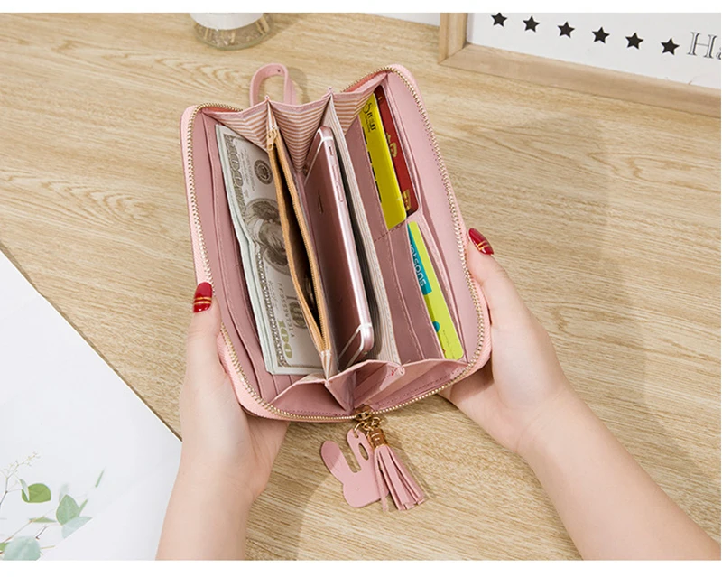 Роскошный женский кошелек на молнии, тонкий держатель для карт, тонкий длинный клатч Carteira Feminina, женские кошельки