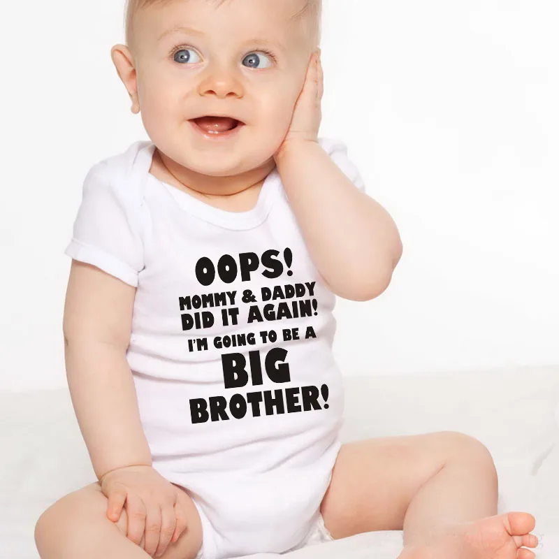 I'm To Be A Big Brother/милые детские комбинезоны унисекс с буквенным принтом, хлопковые детские костюмы для новорожденных мальчиков и девочек