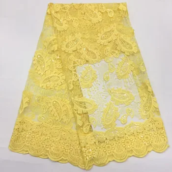 

Embroidered African Lace Fabric 2019 High Quality Nigerian Lace Cord Lace Fabric Guipure Lace For Wedding Dress