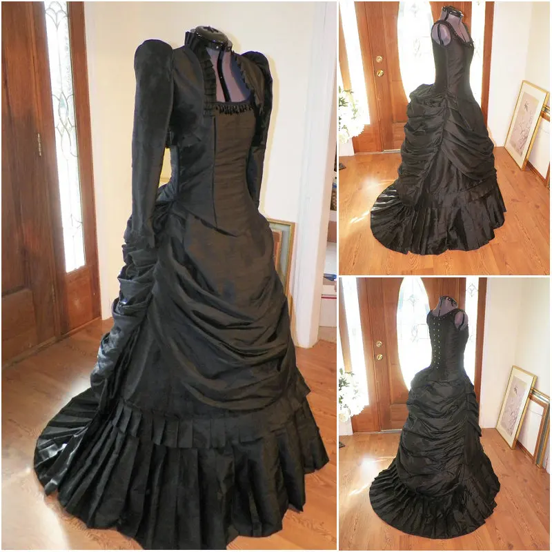 

Victorian Ball Gown costume 18th victorian bustle gown dress steampunk gothic black bustle ball gown bustle dress
