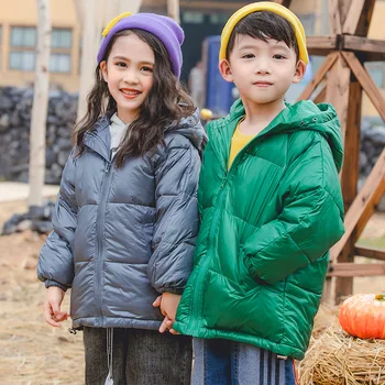 

Fashion Winter Shiny Child Coat Windproof White Duck Down Baby Boys Girls Jacket Warm Children Outfits Kids Clothes For 90-140cm