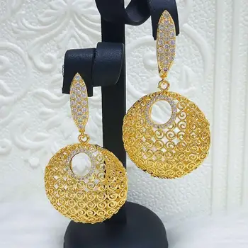

Drops Earrings Trendy Cubic Zircon Wedding bride Party Indian gold Dangle earrings for women Mirafeel jewelry