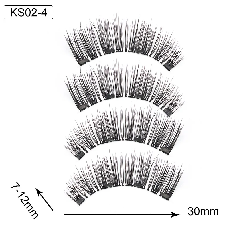 Genailish 4 Magnetic Eyelashes Natural False Eyelash Magnetic Reusable 3D Fake Eye Lashes Extension Soft Eye Lash KS02-4