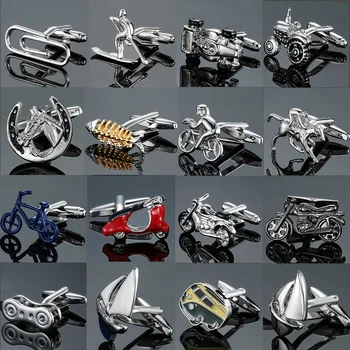 

French Shirt Cufflinks Men's Transport Series Bicycle Motorcycle Racing Cuff Links Copper Casual/Sporty Classic Trendy Unisex