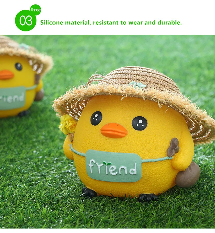 New doll chicks piggy bank creative children's gift cartoon straw hat chicken gelatin piggy bank ornaments ornament artwork