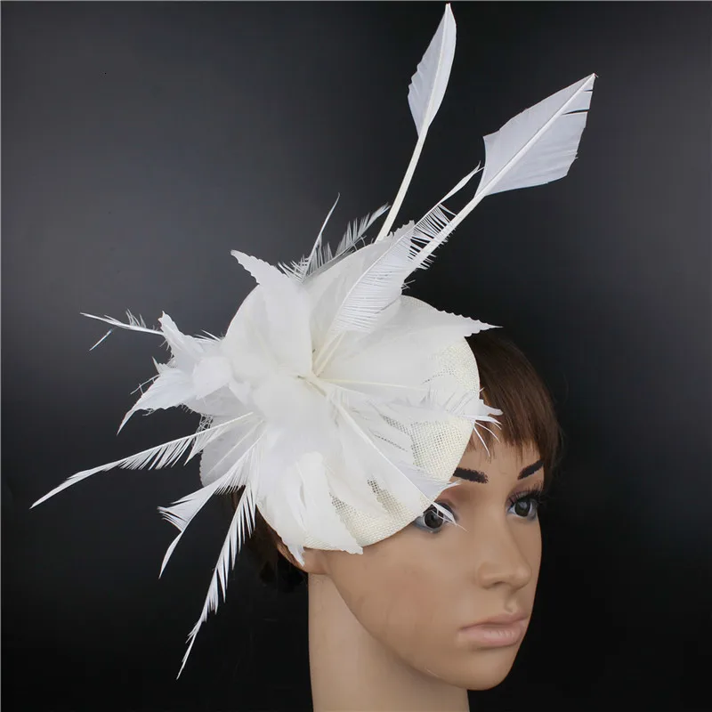 Mingli Tengda Bride Formal Hat Lady Of Quality Lady Hair Decorate Court Banquet Headwear Flax Gauze - Цвет: creamy-white