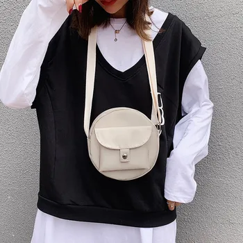 

Fashion Circular Bags for Women 2020 Chain Crossbody Bag Small Handbags Diamond Lattice CanvasLadies Shoulder Bag White