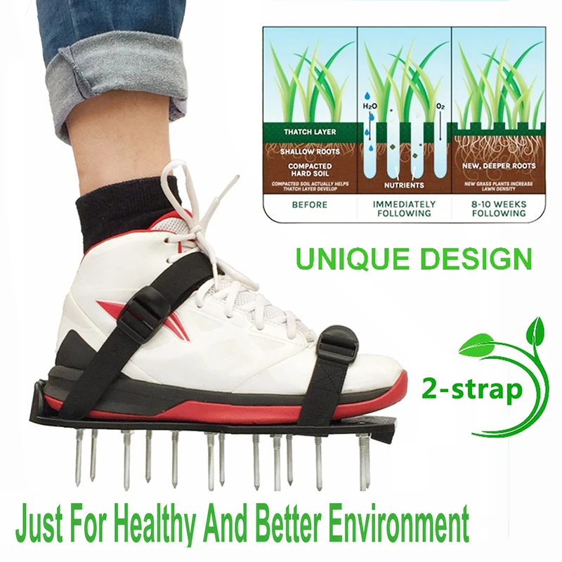 Lawn Aerator Shoes Grass Spiked Gardening Walking Revitalizing Lawn Aerator Sandals Shoes Cultivator Nail Shoes Garden Tool