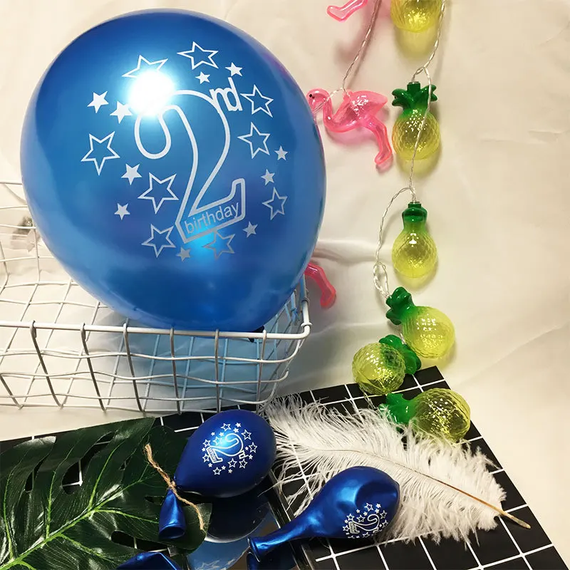 Розовые, голубые латексные шары с принтом в виде 2-й звезды для детей 2 лет, 2 дня рождения, вечеринки, дня рождения, юбилея, украшения - Цвет: 10pcs blue