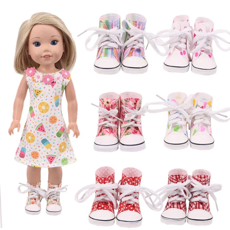 Doll Shoes Doll Accessories Doll Boots High-top Canvas Shoes For 14.5 Inch Paola American Doll&BJD EXO Doll&32-34Cm Paola Reina Doll Russia DIY Girl Toy
