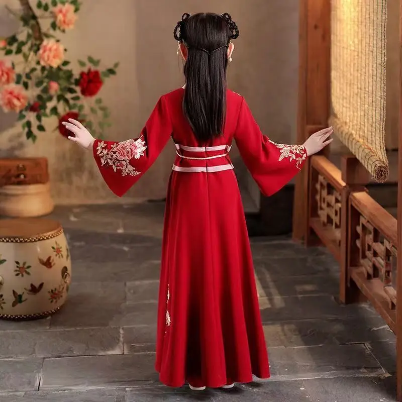 Girls Christmas embroidery gown dress Chinese Folk Children Hanfu Party Princess costume Fairy Cosplay girls dress princess costume