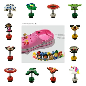 

Mixed Model 10PCS Avengers Mickey PVC Shoe Charms Decoration For Shoes Buckles Party Gift Shoe Accessories With Spring Buckle