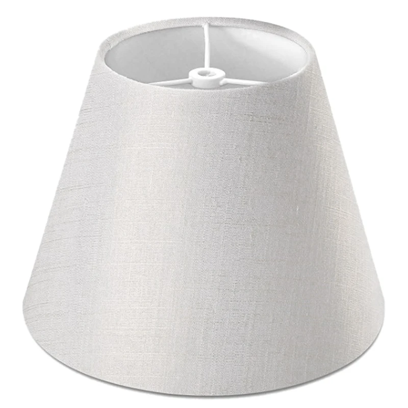 Lamp Shade Linen Fabric White Small 5 Inch Top Diameter x 9 Bottom 7 Tall (White with Gold Threa | Лампы и освещение