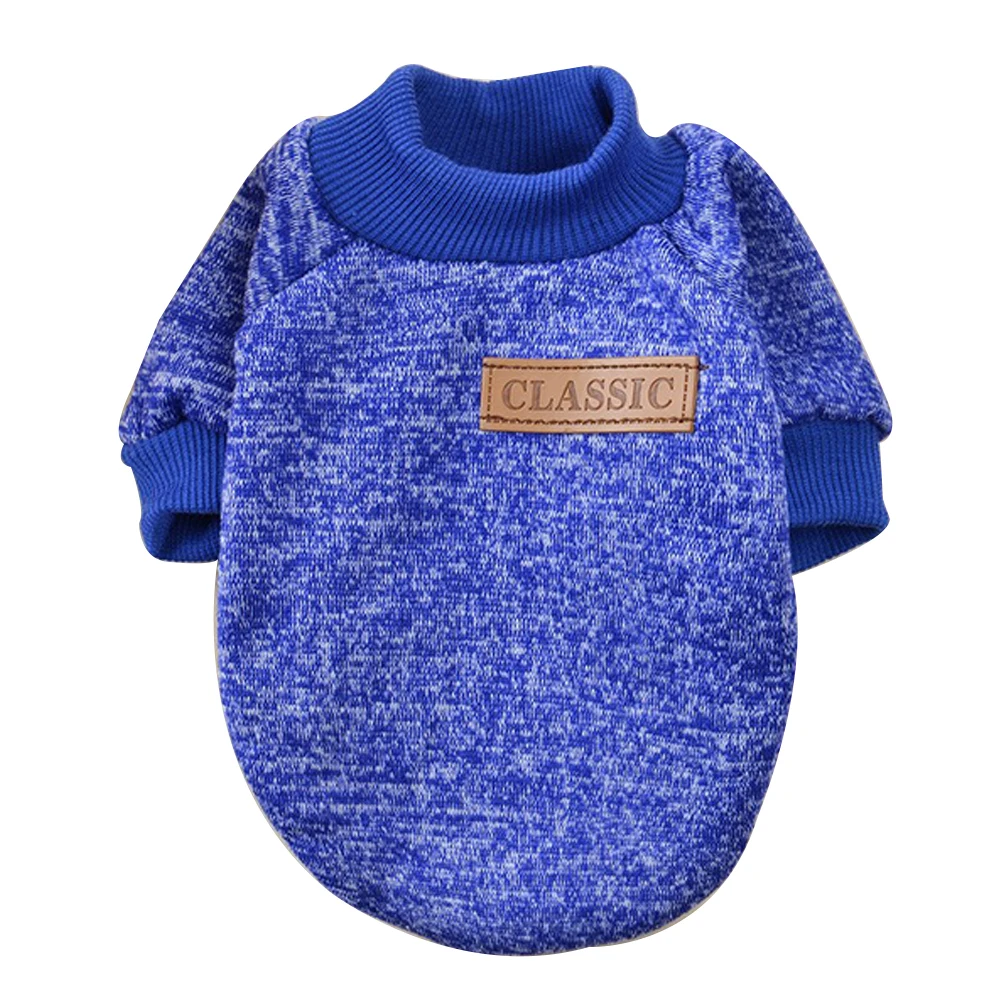 

Pet Dog Sweater Warm Winter Puppy Pet Coat Soft Sweater Clothing for Small pet - Dark Blue Size XS
