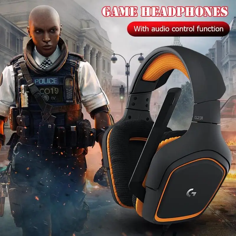 Проводные Игровые наушники logitech G430/G231 3,5 мм с линейным управлением, стереогарнитура, Накладные наушники с микрофоном