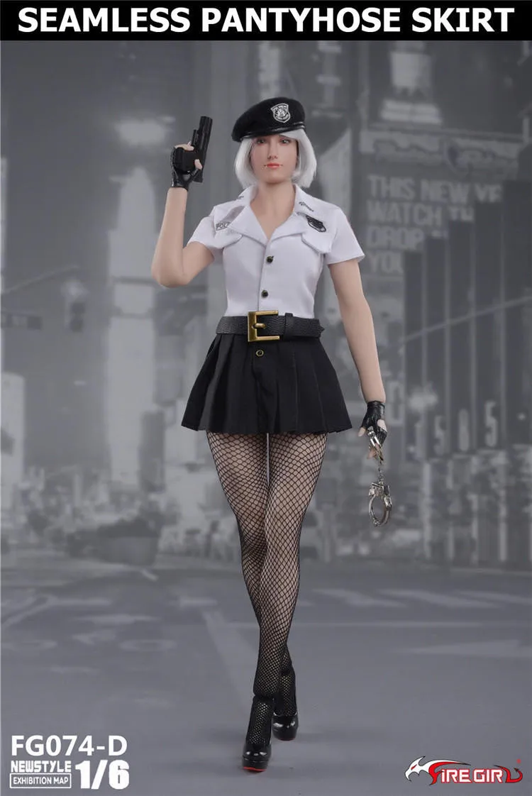 D DIY Fire Girl Toys 1/6 FG074 стрелок женский полицейский дерсс юбка с чулки, шапочка нижнее белье комплекты одежды без фигуры - Цвет: D