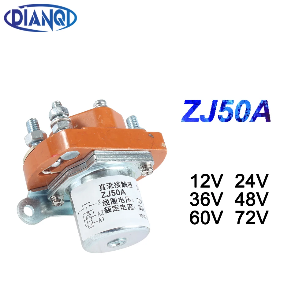 

ZJ50A NO (normally open) 12V 24V 36V 48V 60V 72V 50A DC Contactor for motor forklift electromobile grab wehicle car winch