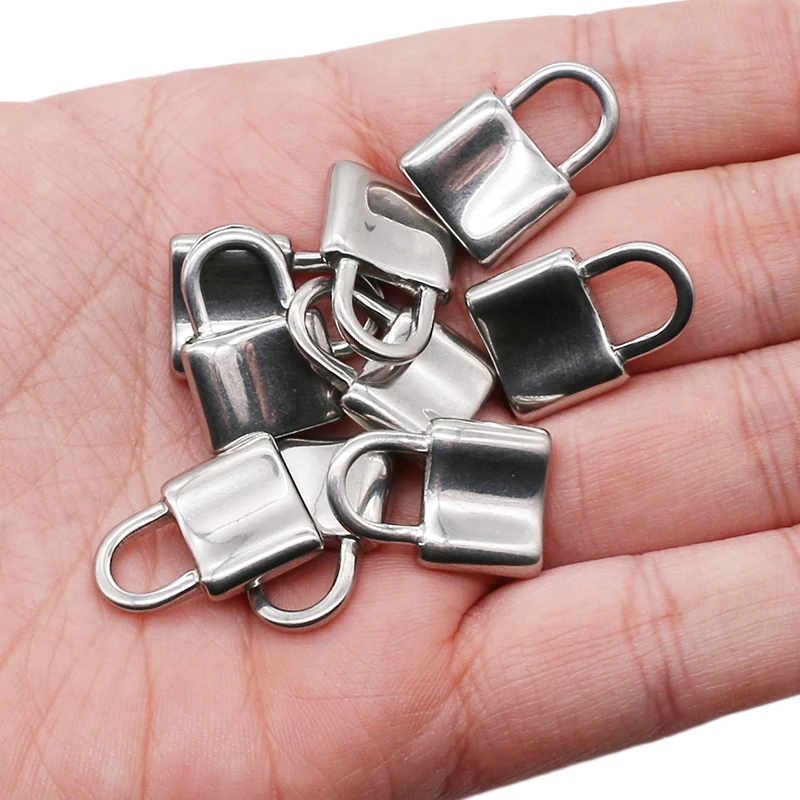 

5Pcs 23x15mm Wholesale Simple Stainless steel lock Punk connection Pendant Charms for Jewelry DIY Making Accessories