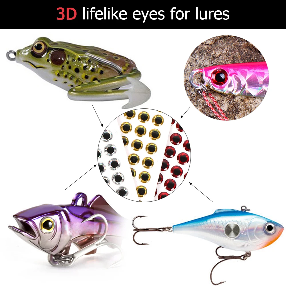 100pcs/lot Fishing Lure Eyes Holographic 3D 3mm 4mm 5mm 6mm Simulation Fly  Fishing Minnow Artificial Fish DIY Eye Fishing Tackle