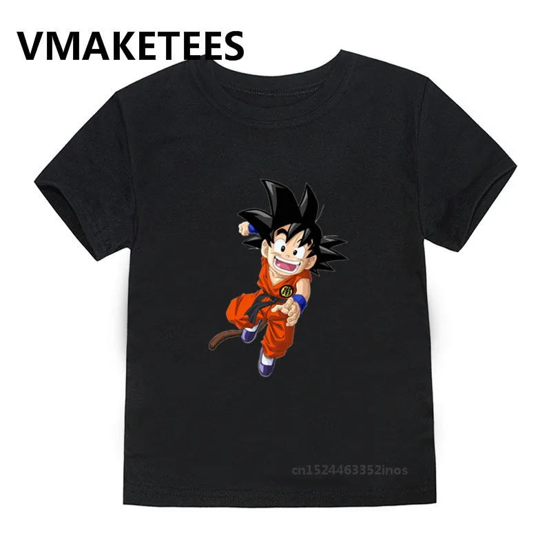 Принт с героями мультфильмов, для детей ясельного возраста футболки Goku с персонажами из аниме «Драконий жемчуг зет Летняя мужская футболка с длинными рукавами для мальчиков топы для девочек Костюмы, HKP5072I - Цвет: Modal Black