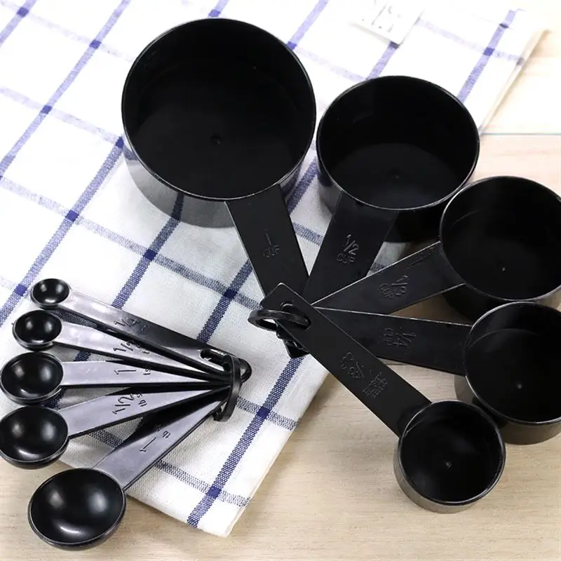 10pc Black Set Plastic Measuring Spoon Plastic Measuring Spoon Measuring Cup  Baking Tool Set Food Scale Gram Flourmeasuring Cup - Measuring Tools -  AliExpress