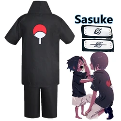 Anime Uchiha Sasuke 2nd Generation Cosplay Costume Kakashi NINJA Konoha Headwear Halloween Carnival Party Black Uniform Suit