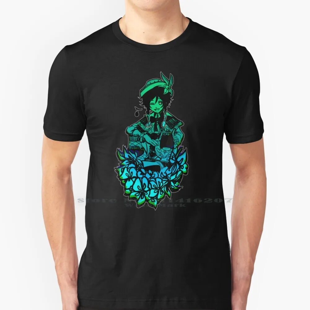 

Футболка Genshin Impact - Venti 100% чистый хлопок Genshin Impact Venti Fan Art Genshin Impact Venti аниме милые зеленые и синие цветы