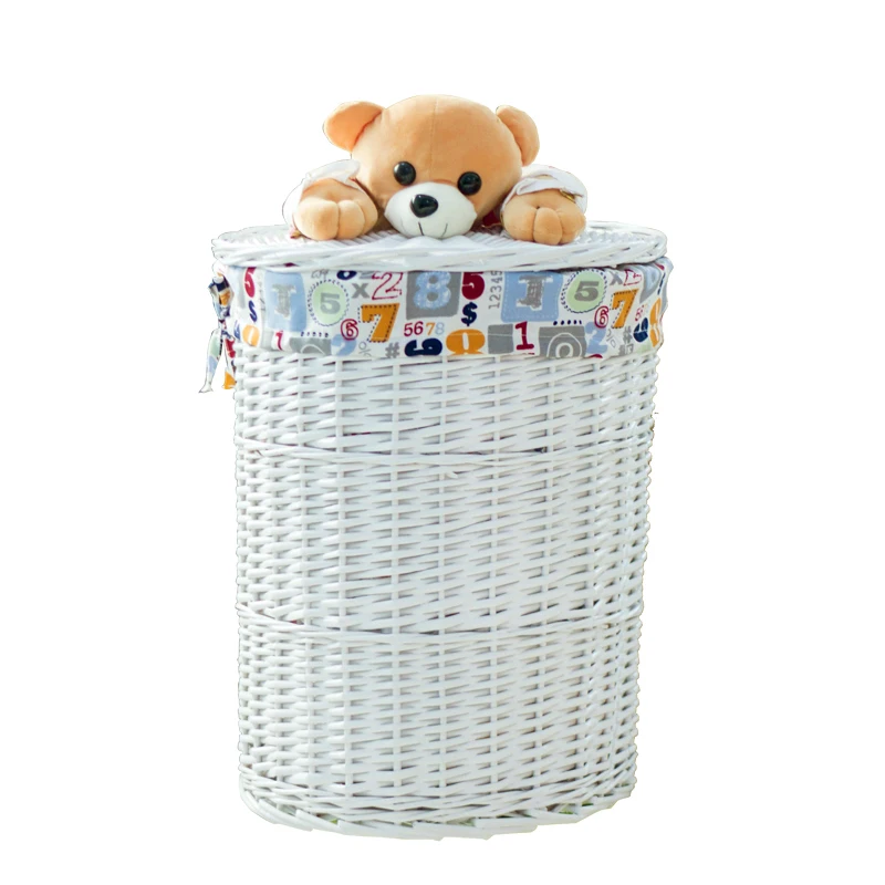 

zq Rattan Laundry Bucket Cartoon Woven Laundry Baskets Clothing Dirty Clothes Storage Basket Toy Storage Box