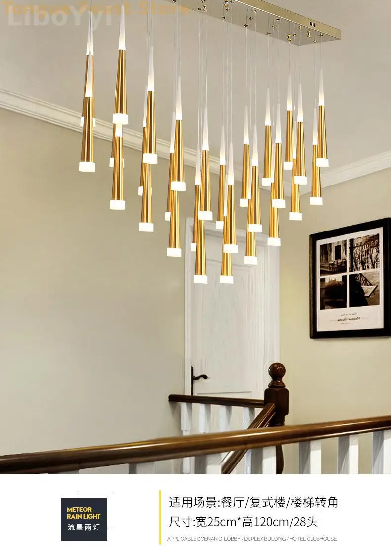 Modern Design Gold Black Minimalist Luster LED Chandelier for Bedroom Dining Living Room Loft Restaurant Cafe Interior Home Deco