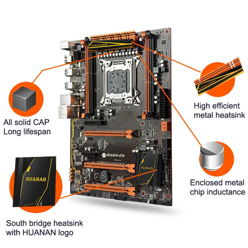 Материнская плата HUANANZHI с M.2 слотом Deluxe X79 с процессором Intel Xeon E5 2650 V2 ram 32G(4x8G) REG ECC