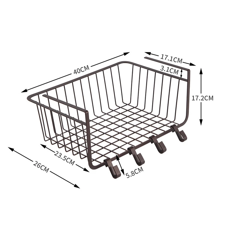 Kitchen Storage Rack Under Shelf Basket with Hooks Bathroom Organizer Shelf Wardrobe Closet Storage Office Organizer Hanger
