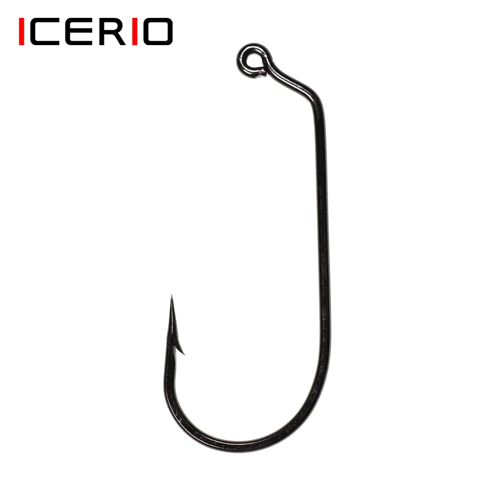 

ICERIO 20PCS High Carbon Steel 60 degree Round Bend Barb Jig Hook Strength Sharpness Freshwater Saltwater Steel Wire Hooks