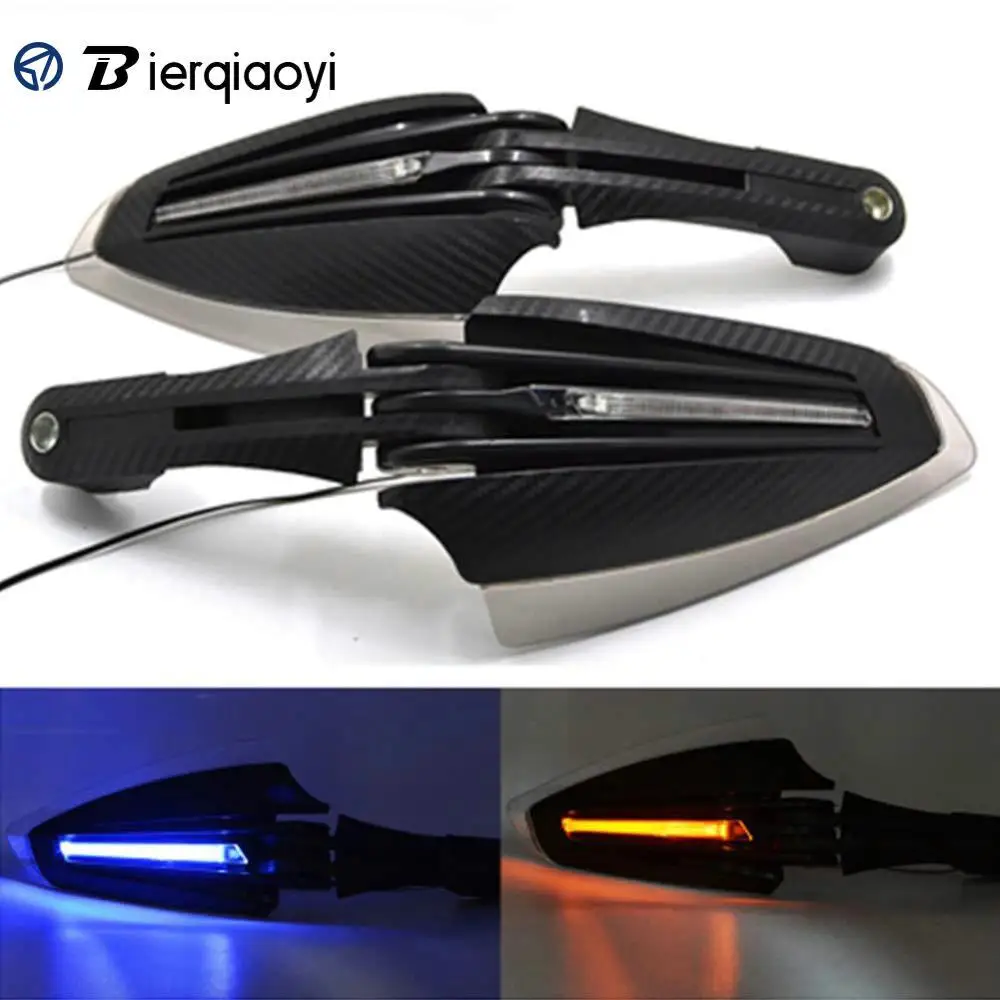 Yellow Blue light 2 шт. мотоциклетные ручные охранники Светодиодный 22 мм 7/8 ''рукавицы с янтарным светодиодный поворотники защита от падения для Марка Ducati Honda Yamaha KTM - Color: Yellow Blue light