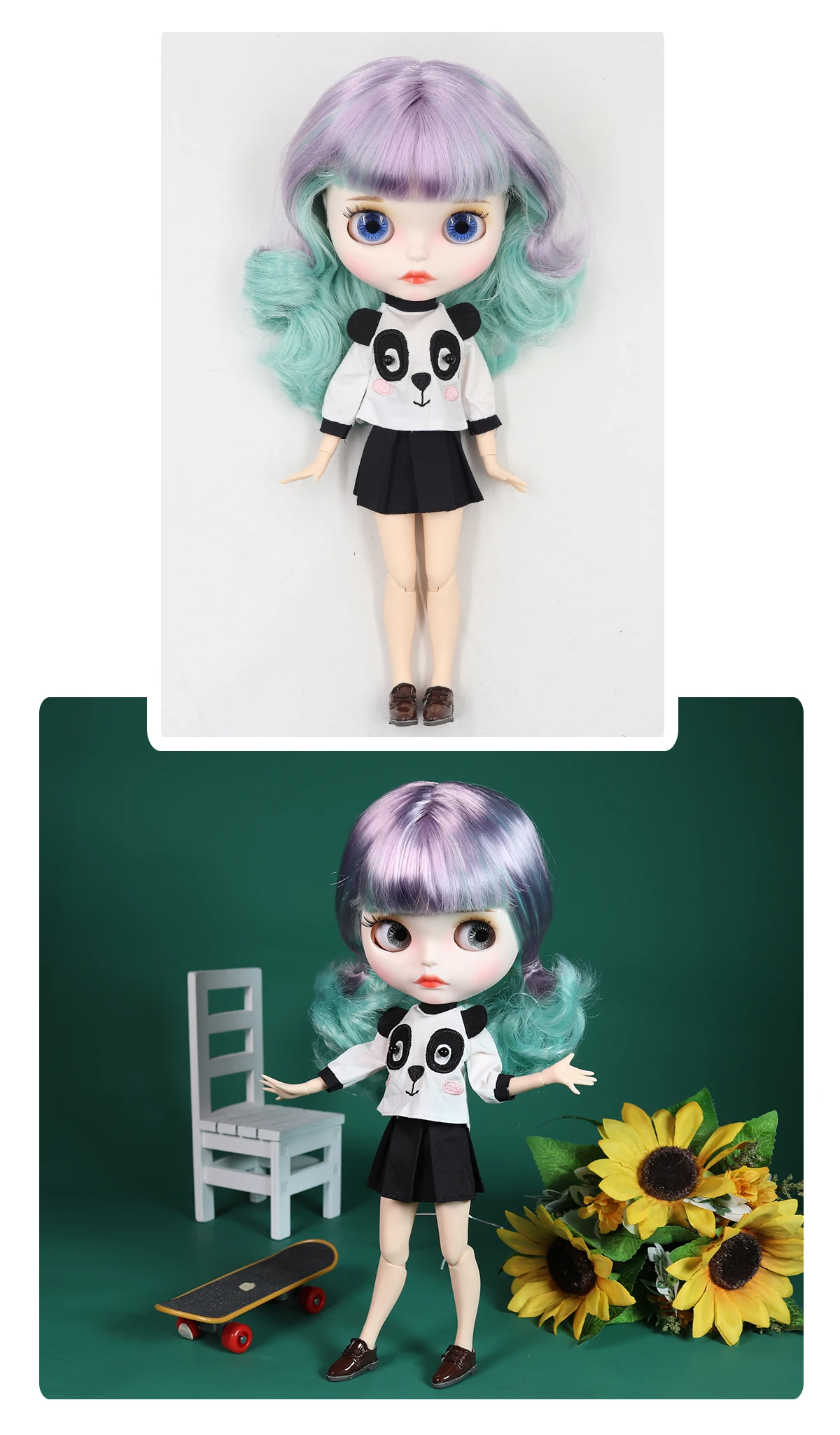 Neo Blythe Doll with Multi-Color Hair, White Skin, Matte Cute Face & Custom Jointed Body 1