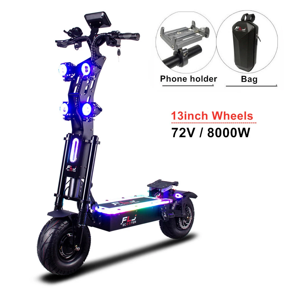

FLJ Upgraded 13inch Wheels 72V 8000W Dual Motor Big Screen SK2 Adults Electric Scooter