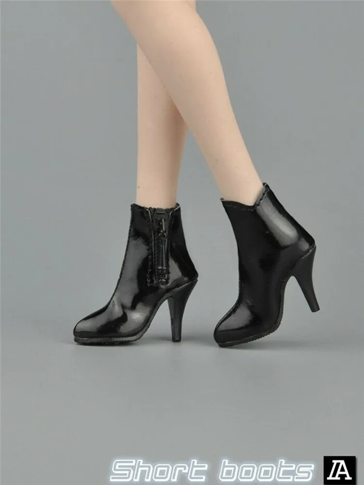 ZYTOYS ZY1005 1/6 женские полусапожки на молнии черные туфли на высоком каблуке