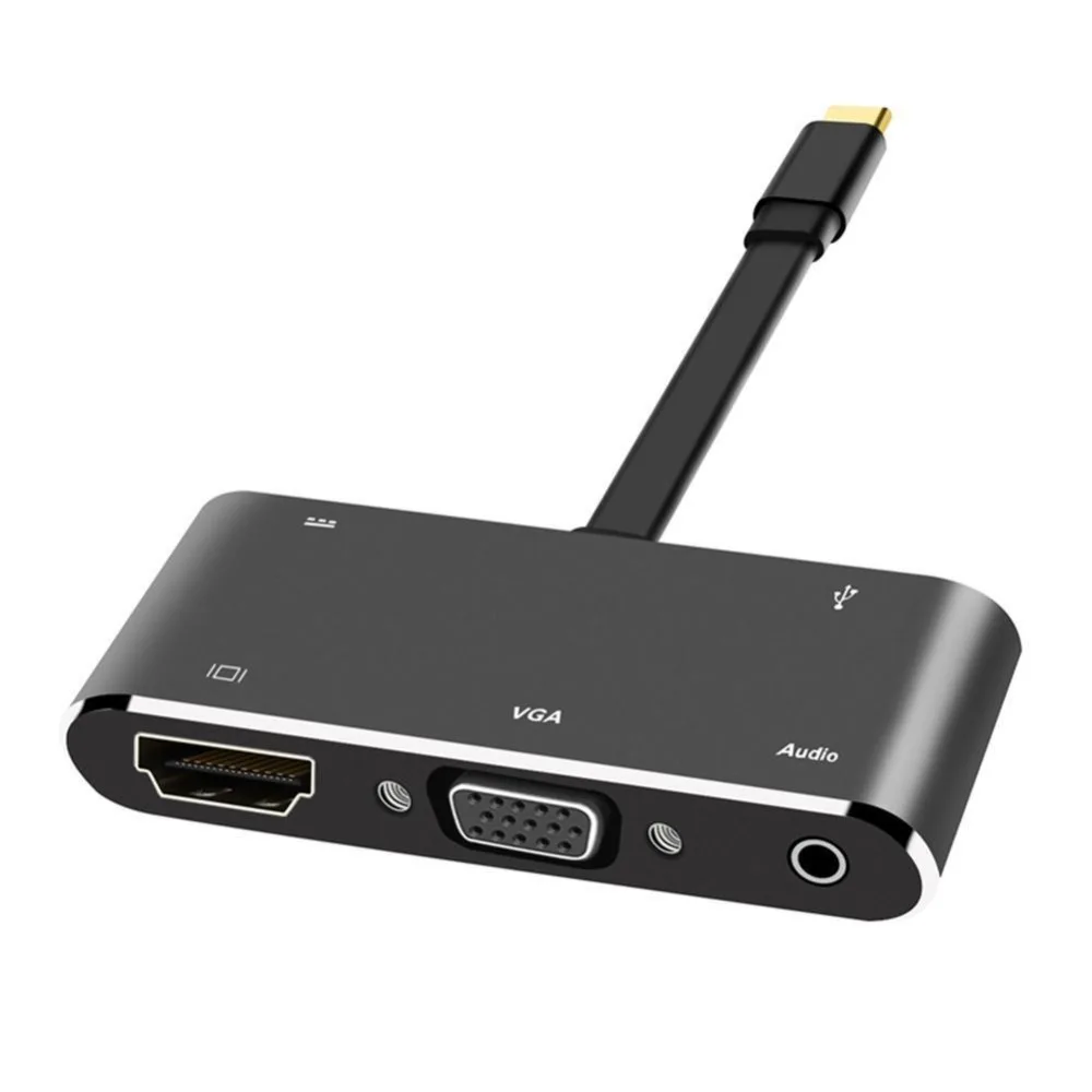 5 в 1 Type C к HDMI 4K адаптер VGA кабель аудио PD конвертер концентратор для macbow