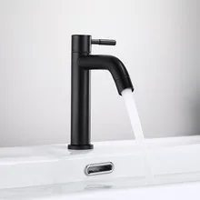 Single Cold Water Faucet Bathroom  Accessories Handle Bath Mixer Stainless Steel Washbasin Tap Bathroom Sink Tap High  Short Tap
