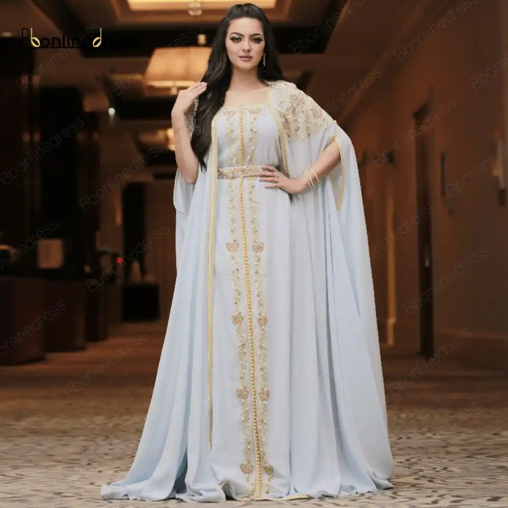 Bbonlinedress Vestido De Noche De Caftan Marroqui 2020 Vestido De Noche Musulman Con Cuentas De Trabajo A Mano Vestido De Fiesta Arabe Abaya Aliexpress