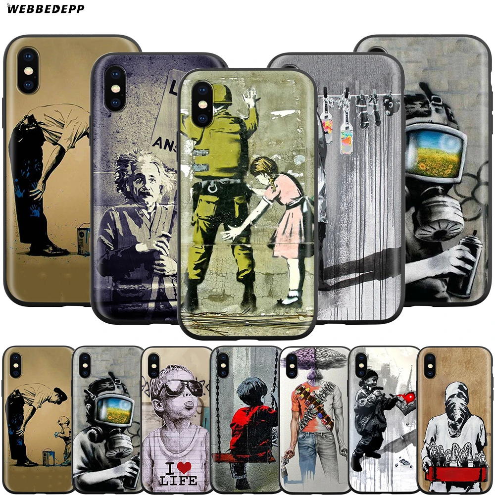 

Webbedepp Street Art Banksy Graffiti Case for Apple iPhone 11 Pro XS Max XR X 8 7 6 6S Plus 5 5S SE