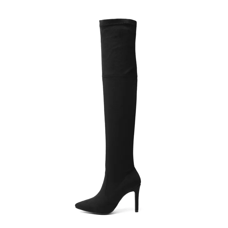 ASUMER new over the knee boots pointed toe sexy stretch boots high heels prom ladies shoes slim thigh high boots big size