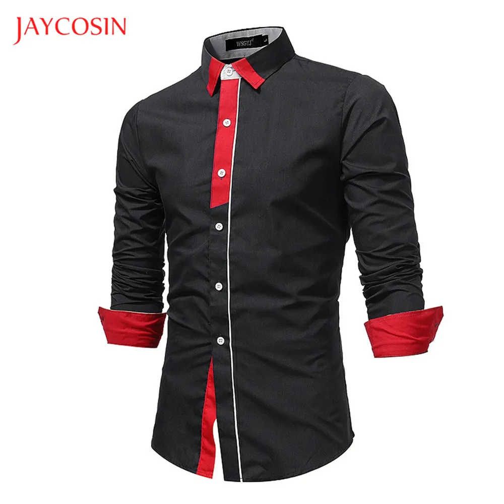 Joycosin, зимняя мужская рубашка, новинка, Мужская одежда, повседневная, модная, из кусков, одноцветная, с длинным рукавом, мужские топы