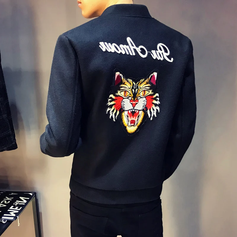 

Winter Brand Men Tiger Head Coats New High Quality Casual Mens Tops Simple Wool Blends Coat Male Abrigo Largo Hombre