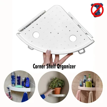 

Eworld Brand New Triangle Bathroom Wall Corner Mount Storage Holder Corner Storage Shelf Suction Wall Storage Rack Easy to USE