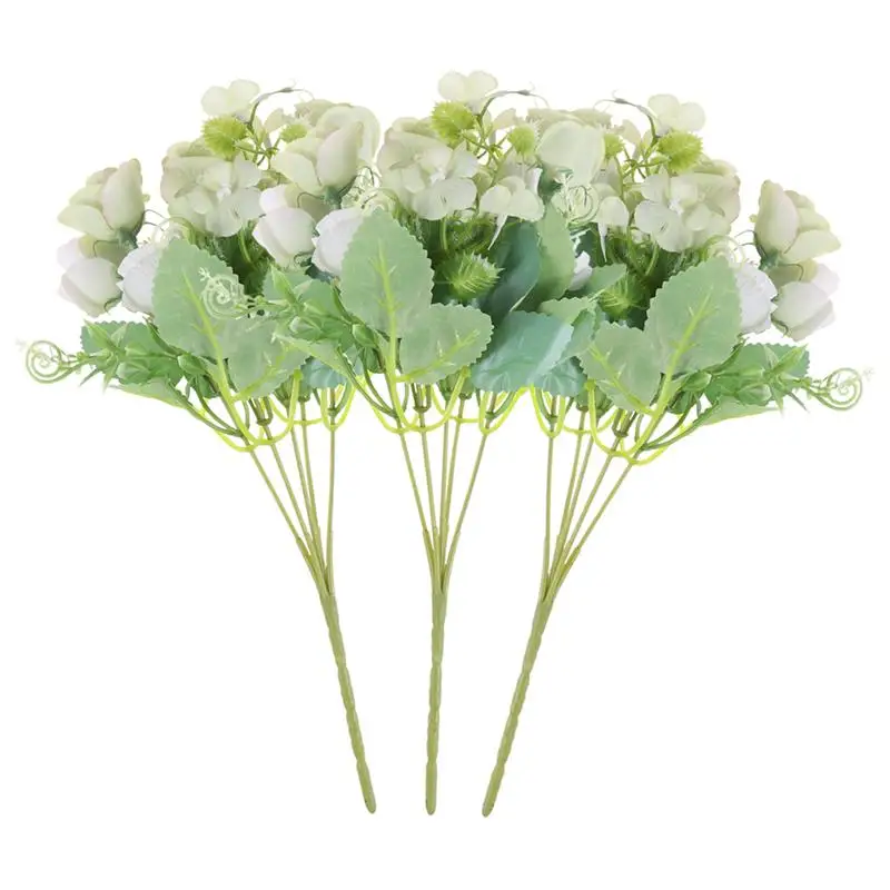 Light Green 3 шт Искусственные Цветочные украшения с розами вечерние букеты DIY домашний декор реквизит для свадебной фотографии(светильник зеленый светильник Розовый Белый - Цвет: Light Green